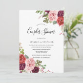 Elegante Burgundy Blush Mint Couples Dusche laden  Einladung (Stehend Vorderseite)