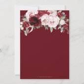 Elegante Burgundy Blush Peonies Rose Blumenhochzei Einladung (Rückseite)