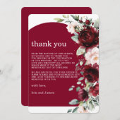Elegante Burgundy Blush Pink Floral Wedding Dankeskarte (Vorne/Hinten)