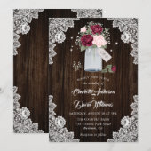 Elegante Burgundy Blush Pink Floral Wedding Einladung (Vorne/Hinten)