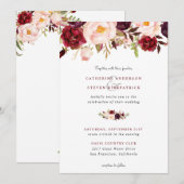 Elegante Burgundy Blush Pink Floral Wedding Einladung (Vorne/Hinten)