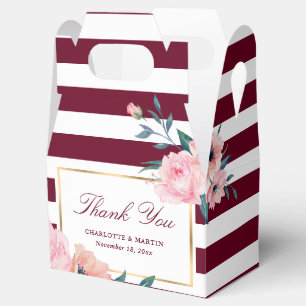 Elegante Burgundy Blush Pink Floral Wedding Geschenkschachtel