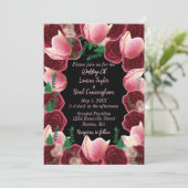 Elegante Burgundy & Blush Pink Rose Black Wedding Einladung (Stehend Vorderseite)