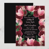 Elegante Burgundy & Blush Pink Rose Black Wedding Einladung (Vorne/Hinten)