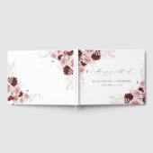 Elegante Burgundy Blush Pink Roses Blumenhochzeit Gästebuch (Voll)