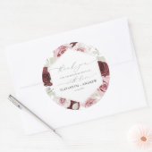 Elegante Burgundy Blush Pink Roses Blumenhochzeit Runder Aufkleber (Umschlag)
