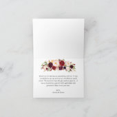 Elegante Burgundy Blush Pink Wedding Dankeskarte (Innenseite)