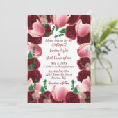Elegante Burgundy & Blush Rosa Rose White Wedding Einladung (Stehend Vorderseite)