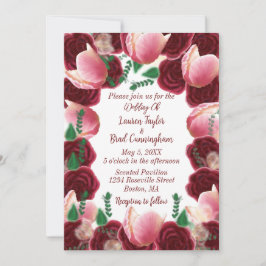 Elegante Burgundy & Blush Rosa Rose White Wedding Einladung