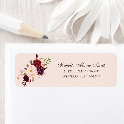 Elegante Burgundy & Blush Rose Blumenrosa Hochzeit