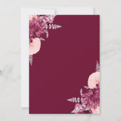 Elegante Burgundy Blush Silver Floral Wedding Einladung (Rückseite)