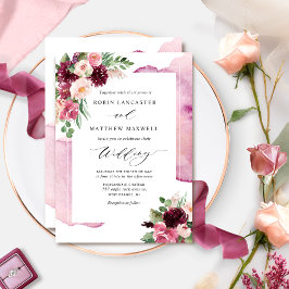 Elegante Burgundy Blush und Berry Floral Wedding Einladung