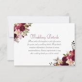 Elegante Burgundy Boho Informationen zur Hochzeits Einladung (Vorderseite)