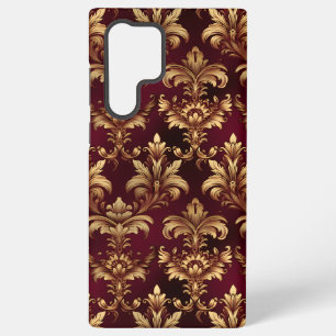 Elegante Burgundy Damask - Vintage barocke Blüte Samsung Galaxy Hülle
