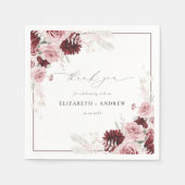 Elegante Burgundy Dusty Rose Wasserfarbenhochzeit Serviette (Vorderseite)