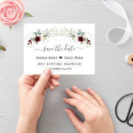 Elegante Burgundy Floral Airy Blätter Hochzeit Save The Date