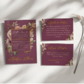 Elegante Burgundy Floral Fall Diaper Raffle Card Begleitkarte