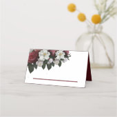 Elegante Burgundy Floral - Hochzeitgefaltete Platz Platzkarte (Rückseite)