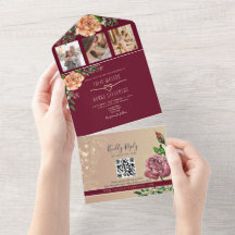 Elegante Burgundy Floral Rose Gold Wedding