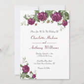 Elegante Burgundy Floral Rose Hochzeit Einladung (Vorderseite)