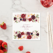 Elegante Burgundy Floral Watercolor Babydusche Serviette (Beispiel)