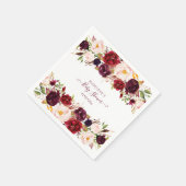 Elegante Burgundy Floral Watercolor Babydusche Serviette (Ecke)