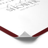 Elegante Burgundy Floral Watercolor Dusche Willkom Poster (Ecke)