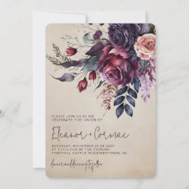 Elegante Burgundy Floral Watercolor Wedding Einladung