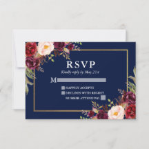 Elegante Burgundy Floral Wedding Blue Gold UAWG