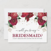 Elegante Burgundy Floral Werden Sie meine Bridesma (Vorderseite)