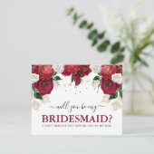 Elegante Burgundy Floral Werden Sie meine Bridesma (Stehend Vorderseite)