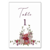 Elegante Burgundy Forest Blume Hochzeit Tischnummer (Vorderseite)