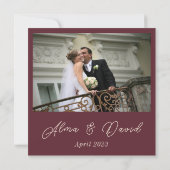 Elegante Burgundy Glittery Wasserfarben Rose Hochz Dankeskarte (Rückseite)