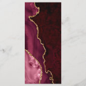 Elegante Burgundy Gold Agate Green Wedding Menükarte (Rückseite)