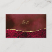 Elegante Burgundy & Gold Agate Wedding Platzkarte (Rückseite)