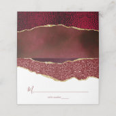 Elegante Burgundy & Gold Agate Wedding Platzkarte (Außenseite Aufgefaltet)
