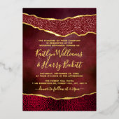 Elegante Burgundy & Gold Agate Wedding Probe Folieneinladung (Vorderseite)