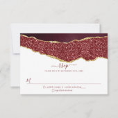 Elegante Burgundy & Gold Agate Wedding RSVP Karte (Vorderseite)