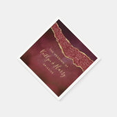 Elegante Burgundy & Gold Agate Wedding Serviette (Ecke)