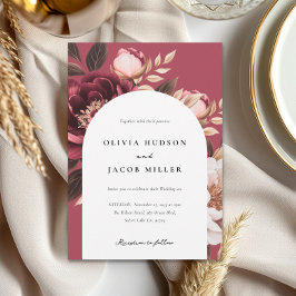 Elegante Burgundy Gold Arch Wedding Einladung