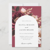 Elegante Burgundy Gold Arch Wedding Einladung (Vorderseite)