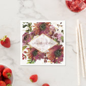 Elegante Burgundy Gold Blush Pink Blues Hochzeit Serviette (Beispiel)