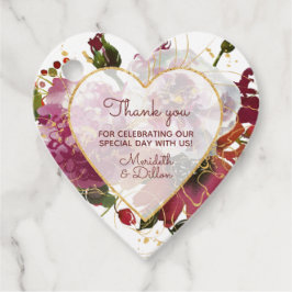 Elegante Burgundy Gold Blush Pink Floral Moderne Geschenkanhänger