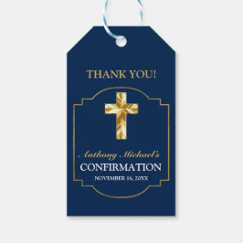 Elegante Burgundy Gold Boys Bestätigungsmarken Geschenkanhänger