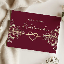 Elegante Burgundy Gold Bridesmaid Vorschlag Card Einladungspostkarte