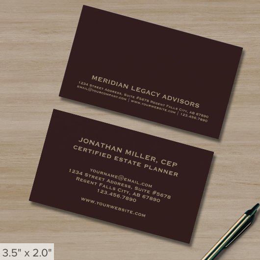 Elegante Burgundy Gold Business Card Visitenkarte