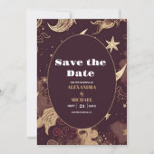 Elegante Burgundy Gold Celestial Wedding Save The Date (Vorderseite)