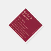 Elegante Burgundy Gold Classy Fun Fakten Hochzeit Serviette (Ecke)