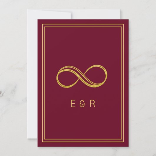 Elegante Burgundy Gold Eternity Wedding Einladung (Vorderseite)