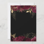 Elegante Burgundy Gold Floral Dark Wedding Einladung (Rückseite)